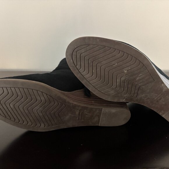 Toms Sadie Wedge Boots sz 7 Women Black Ankle Bootie heel Zipper - Picture 5 of 7